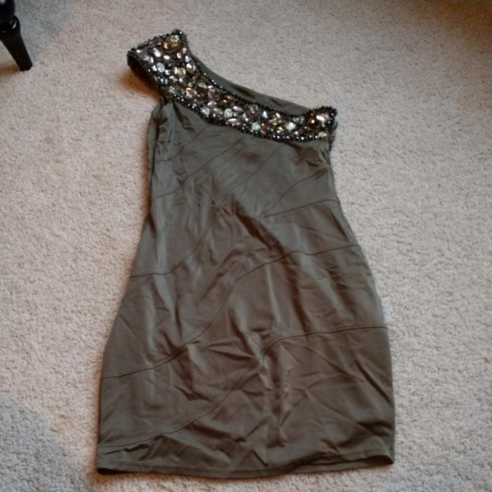 Olive Bebe embelished bandage dress